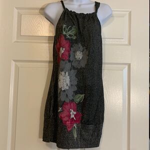 FANG, medium, tunic, sleeveless, rayon and metallic, beautiful floral design